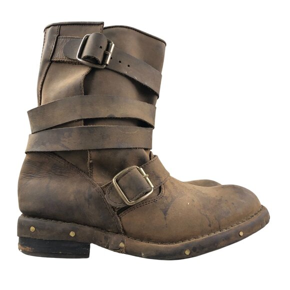 Jeffrey Campbell Women's Size 9 Brit Brown Leather Wraparound Grunge Boots FAIR - Picture 1 of 16